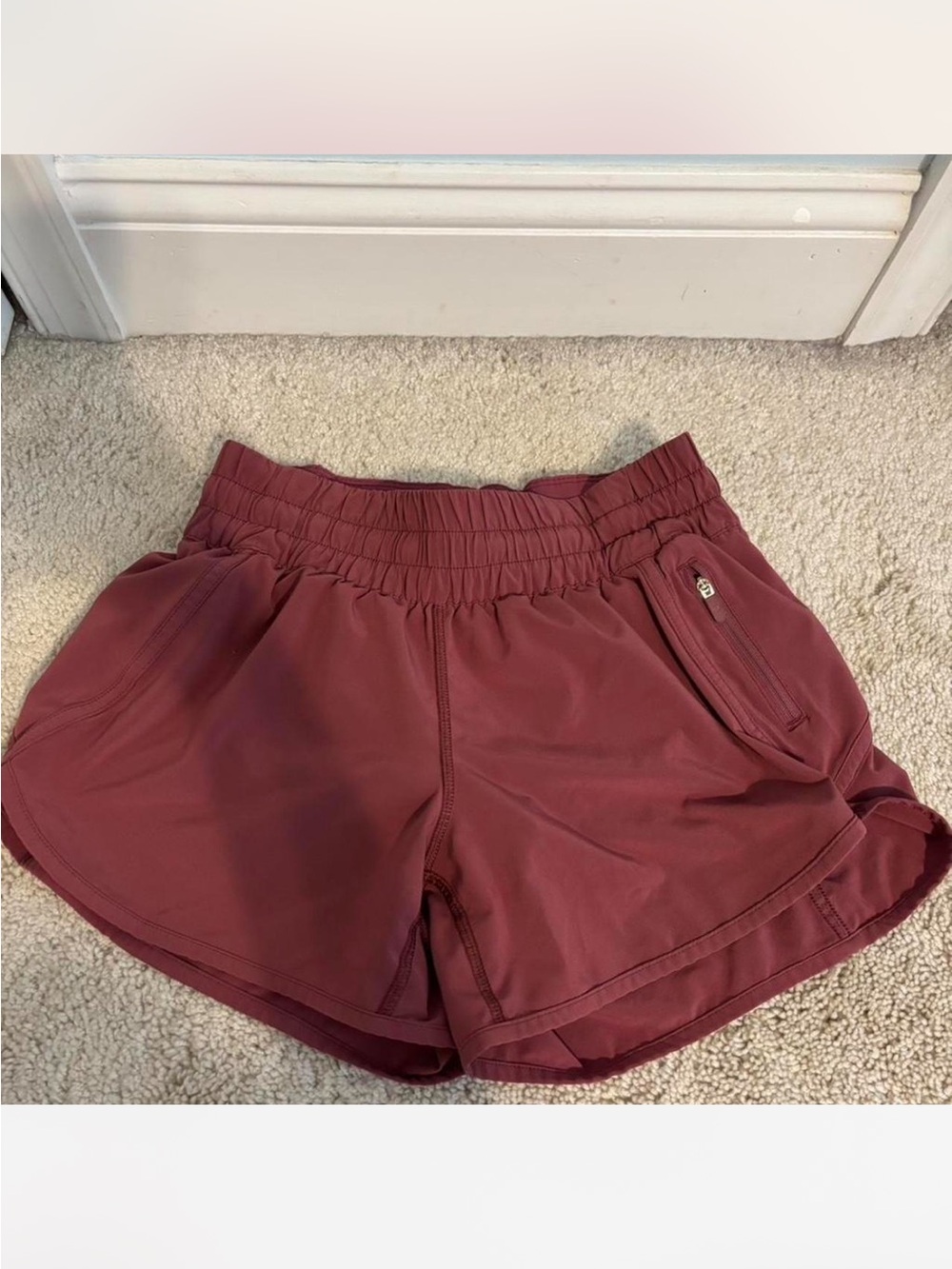 Lululemon burgundy tracker shorts size 6